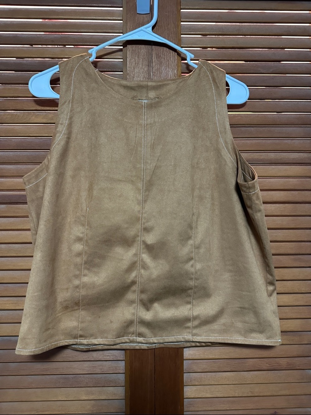 Women's Sleeveless Tank in Warm Brown Suede-Look